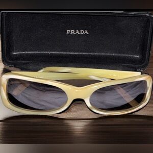 Prada Vintage Rectangular style Sunglasses in cream marble design